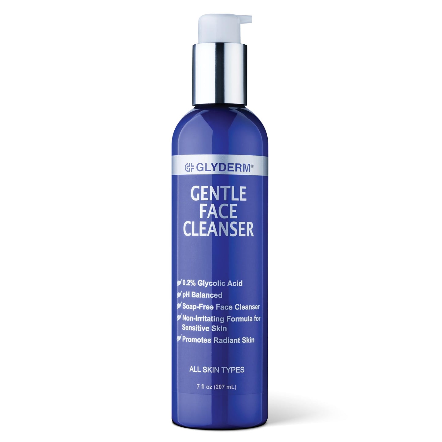 GlyDerm® Gentle Face Cleanser | Soap-free Concentrated Cleanser | 0.2% Esterified Glycolic Acid | Gently Exfoliates as it Cleans | Gentle Enough for Twice Daily Use | All Skin Types | 7 oz pump