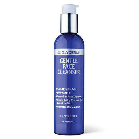 GlyDerm® Gentle Face Cleanser | Soap-free Concentrated Cleanser | 0.2% Esterified Glycolic Acid | Gently Exfoliates as it Cleans | Gentle Enough for Twice Daily Use | All Skin Types | 7 oz pump