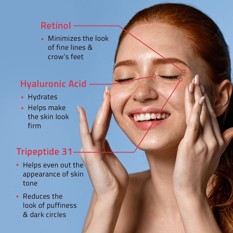 YEOUTH Retinol Eye Cream with Hyaluronic Acid and Tripeptide Complex, Under Eye Hydrating Cream for Puffiness and Bags, 2oz