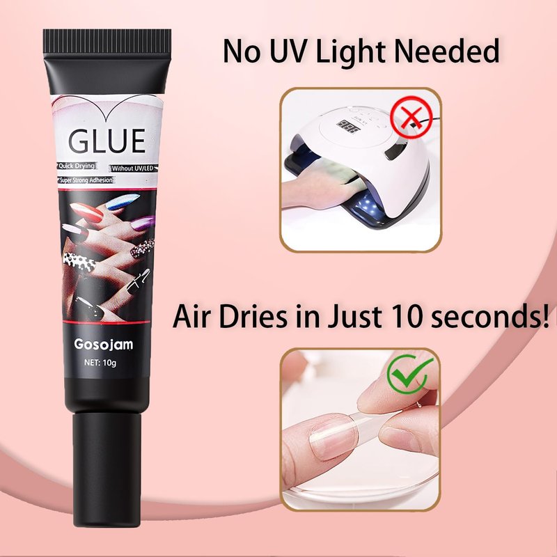 Gosojam Nail Glue 2-Pack – Fast-Drying, Long-Lasting Adhesive for Acrylic, Press-On & Gel Nails – Water-Resistant, No UV/LED Needed, 10g x 2 – Strong Bond, Gentle on Nails, Ideal for DIY & Salon Use