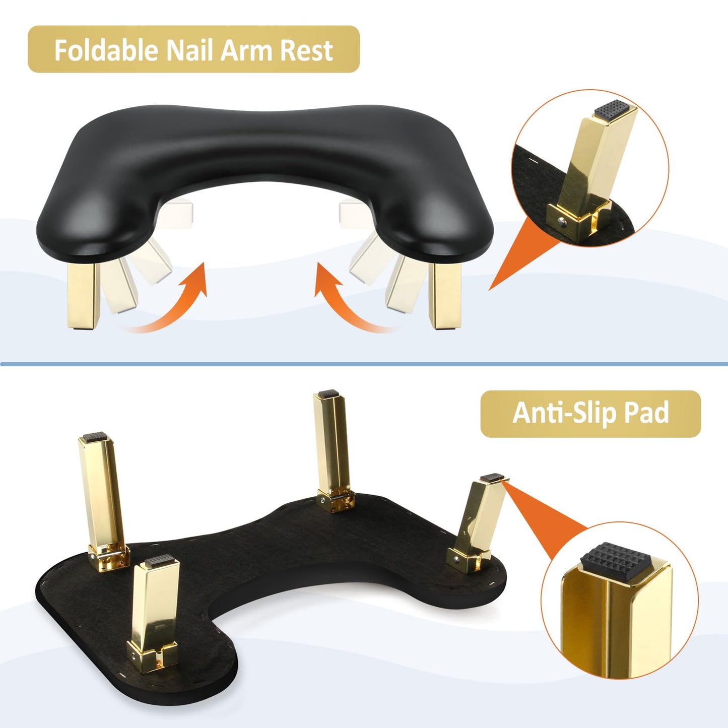 Nail Arm Rest, Foldable Arm Rest for Nails Tech, PU Leather Manicure Arm Rest, U Shaped Hand Rest for Nails tech, Manicure Hand Rests for Foot Hand Rest, Pink