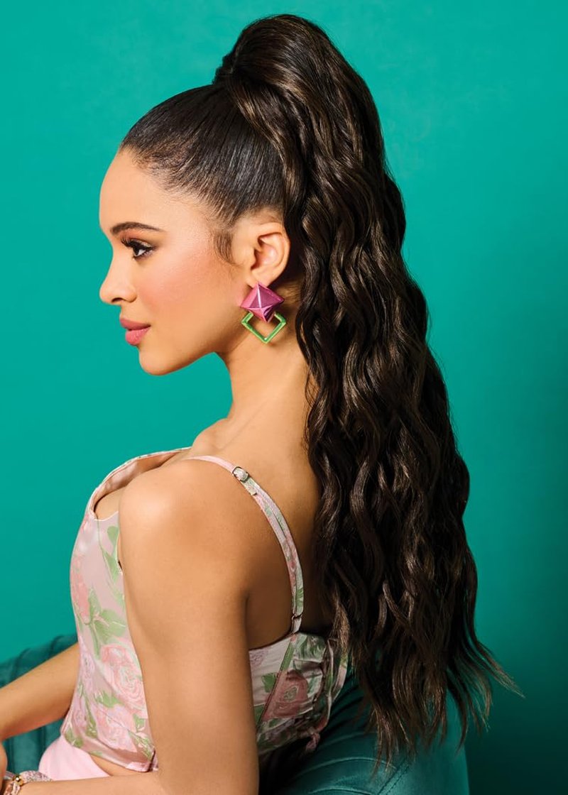 Kim Kimble 26" Trending Waves Pony Hairpiece, Trendy Modern Wavy Ponytail With Built in Claw clip by Hairuwear, MC30/130SS Cherry Cola