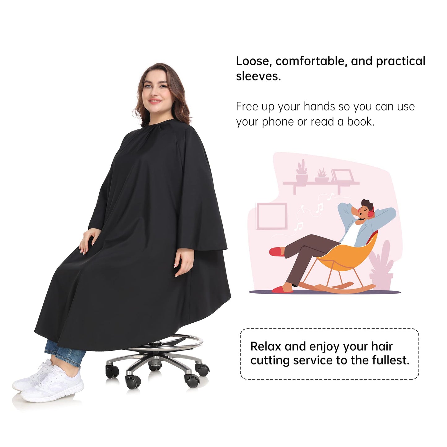 PERFEHAIR Salon Cape Kit - Adult & Kids Hair Cutting Cape Set with Sleeves, Soft & Light Cape for Men & Women, Kids Barber Cape with Cars Design, Home & Salon Use, Professional Hair Cutting Apron Set
