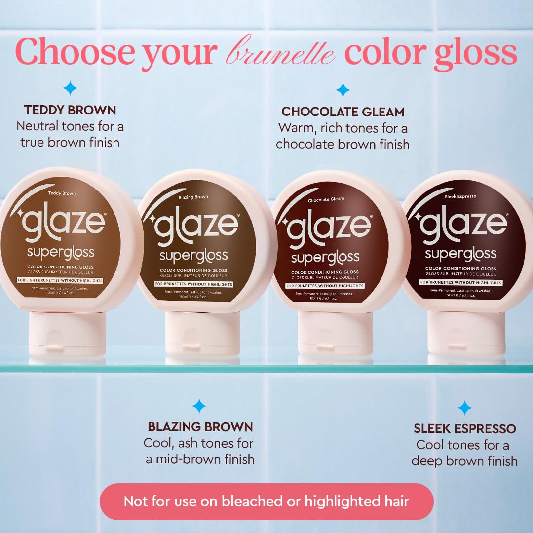 Glaze Supergloss Color Conditioning Gloss With Dispensing Pump – Hydrating Semi-Permanent Color Hair Gloss & Shine Boost – Vegan, Cruelty-Free