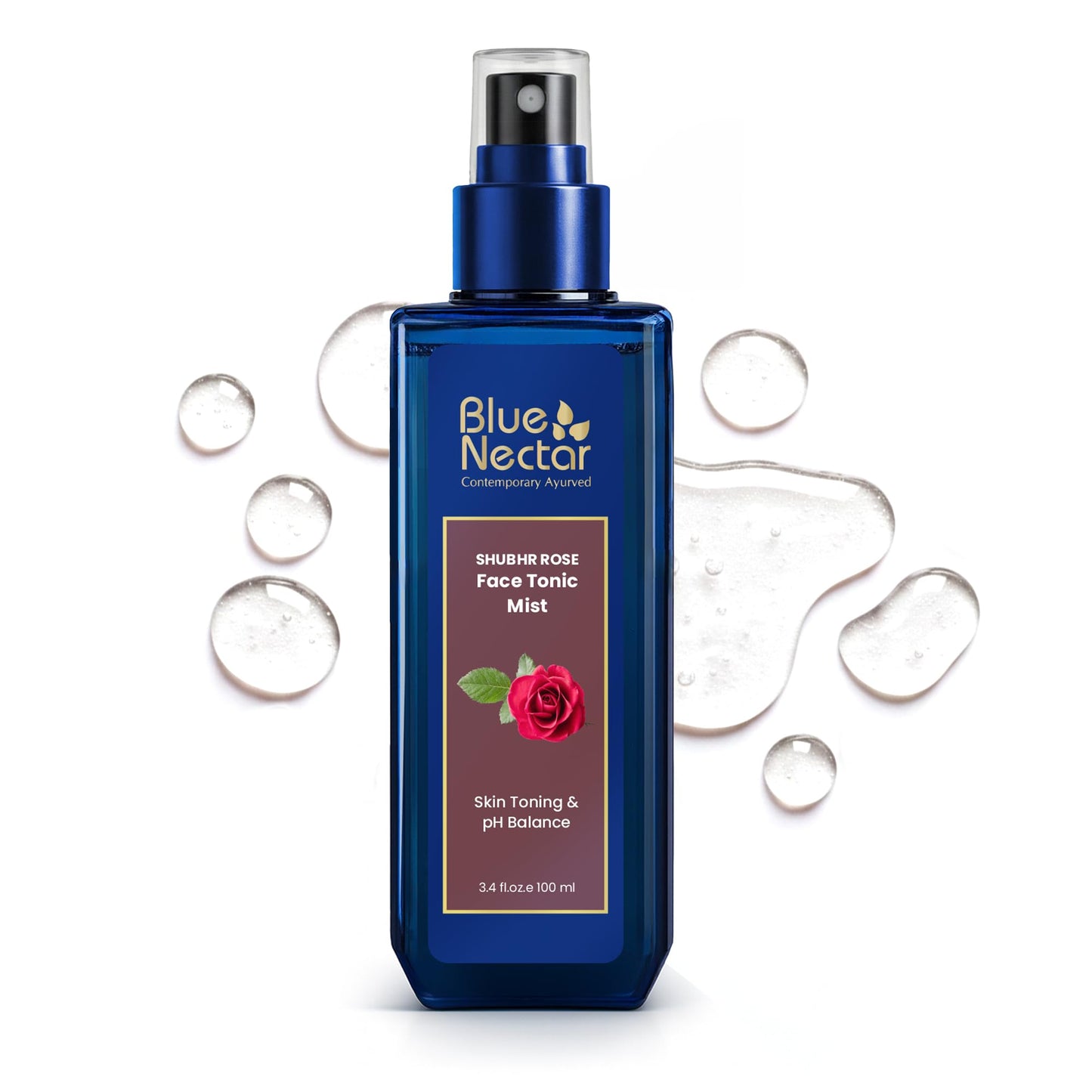 Blue Nectar Shubhr Steam Rose Toner Water & Face Mist (3.4 fl Oz) and Vitamin C Face Serum with Natural Hyaluronic Acid Serum (1 Fl Oz)