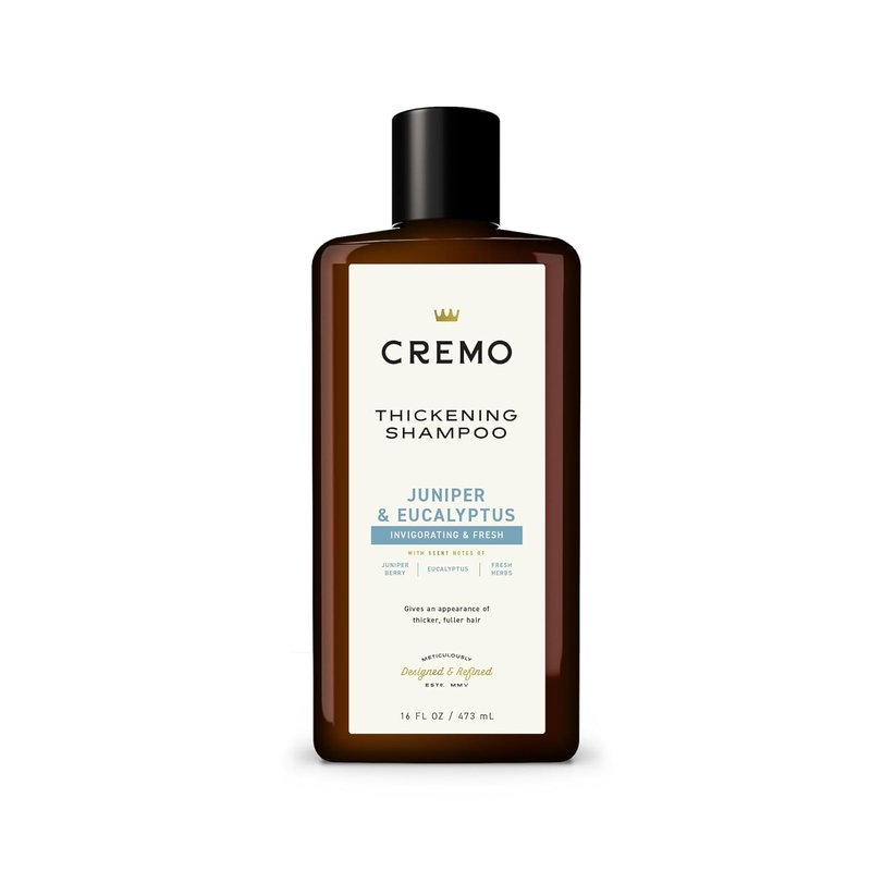 Cremo Juniper & Eucalyptus Thickening Shampoo - Barber Grade Formula, 16 Fl Oz