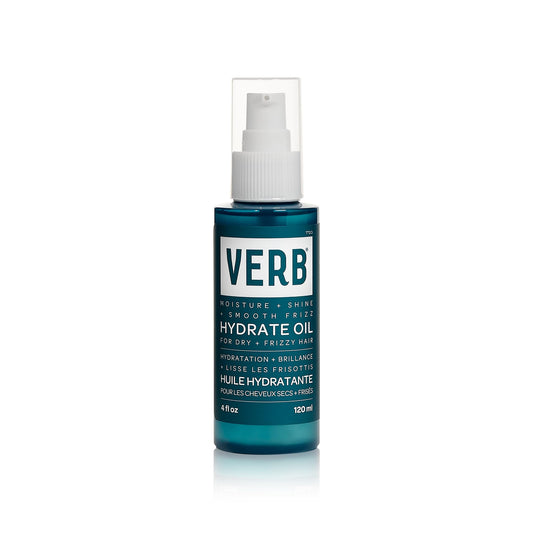VERB Hydrate Oil, 4 oz – Add Moisture - Increase Shine – Smooth Frizz – Heat Protection for Dry + Frizzy Hair - Amber + Warm Jasmine Scent