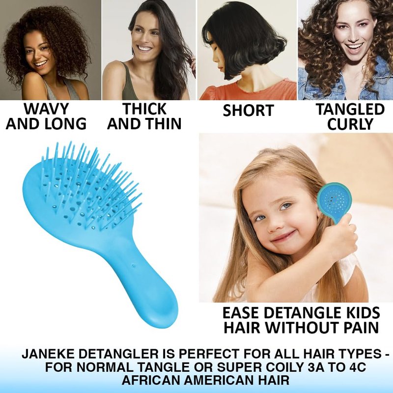 Mini Superbrush Hair Brush for Kids | Gentle Anti-Static Detangling Bristles - Vented Design for All Hair Types (Mini Blue)