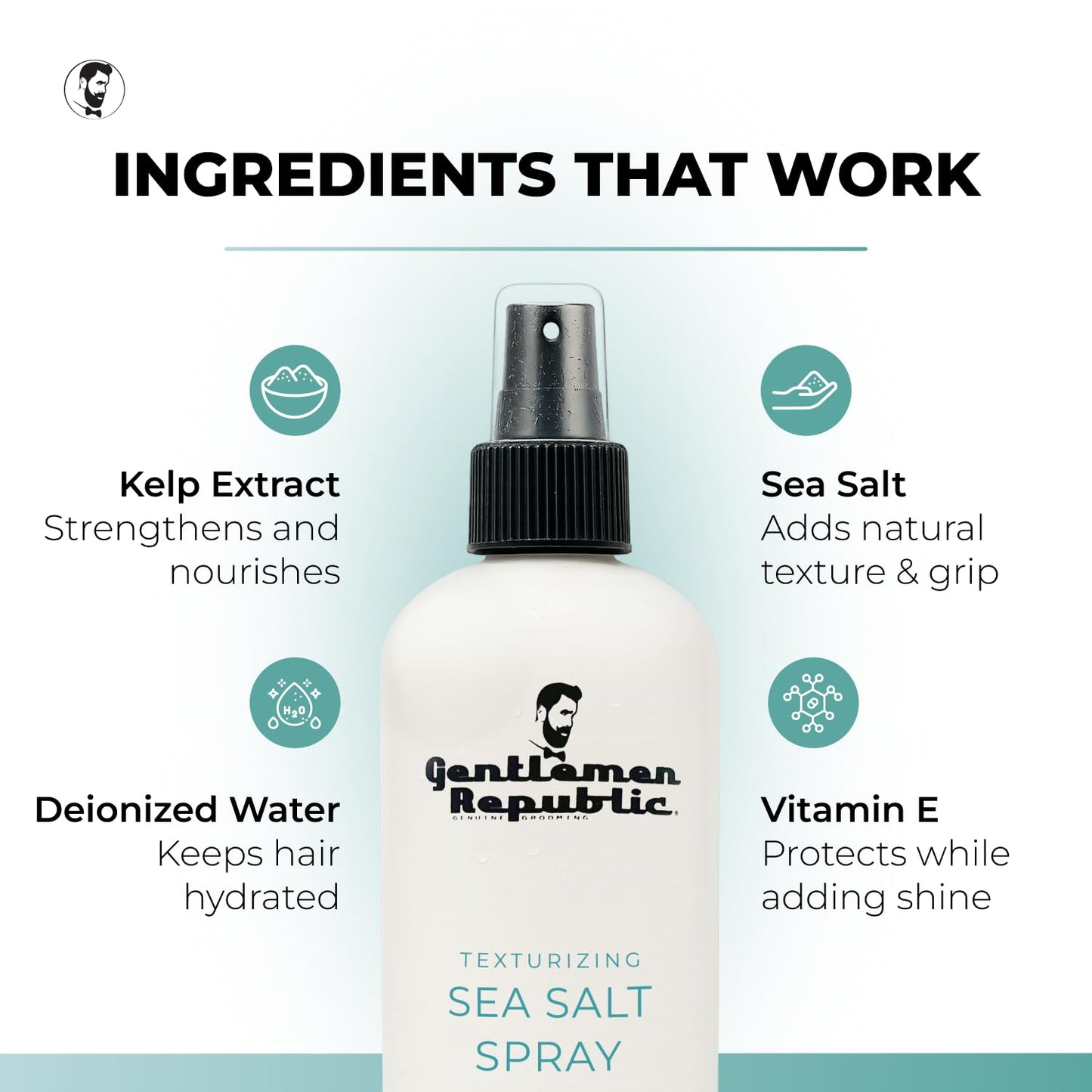 Sea Salt Spray for Hair - Texturizing Spray with Dead Sea Salt, Vitamin E & Kelp - Adds Volume & Texture | 8 oz