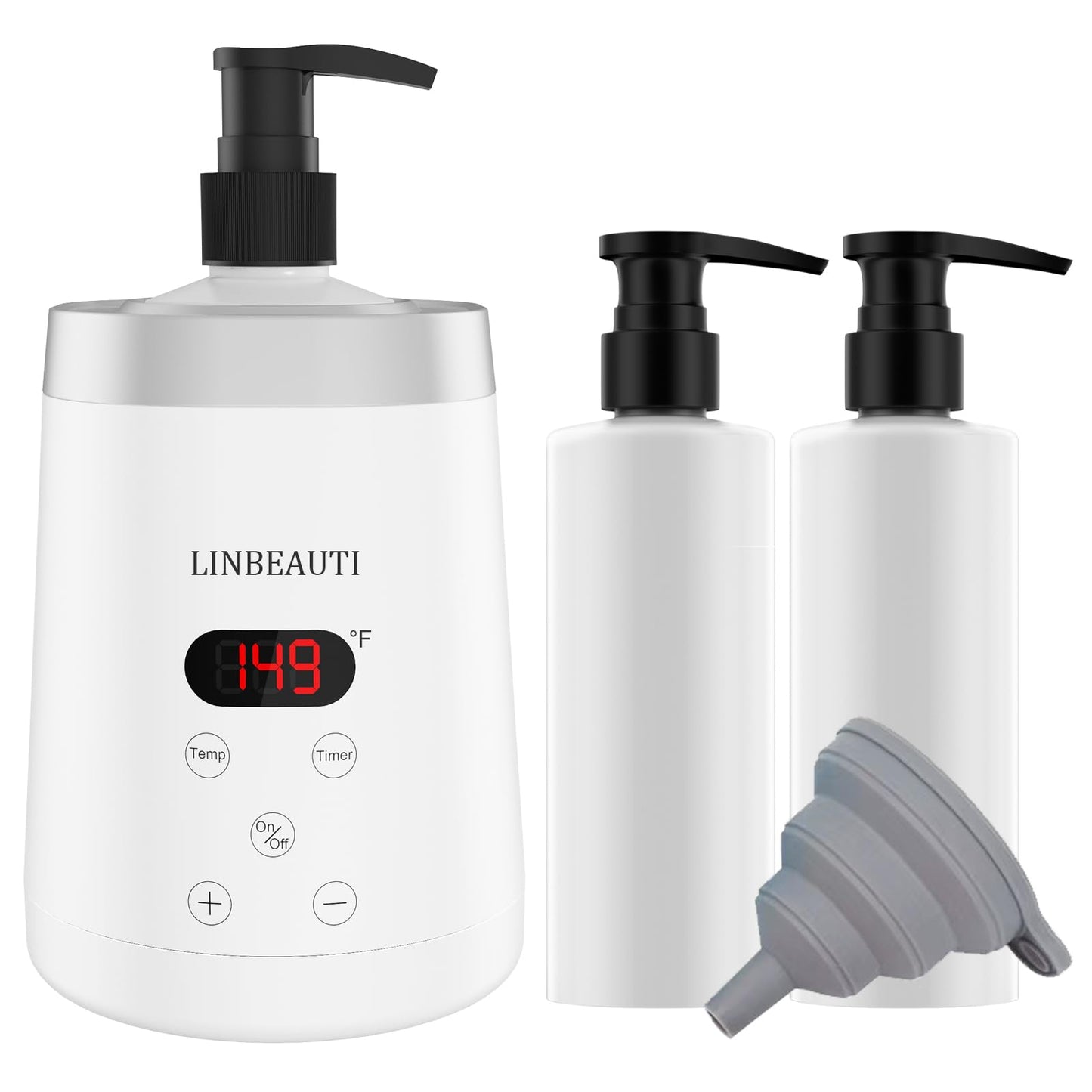 LINBEAUTI Massage Oil Warmer Bottle Professional Lotion Heater for SPA, Automatic Oil Warmer Heated Oil Lotion Cream for Salon, Barber Shops, Home, with Two Oil Bottle Dispenser (white)
