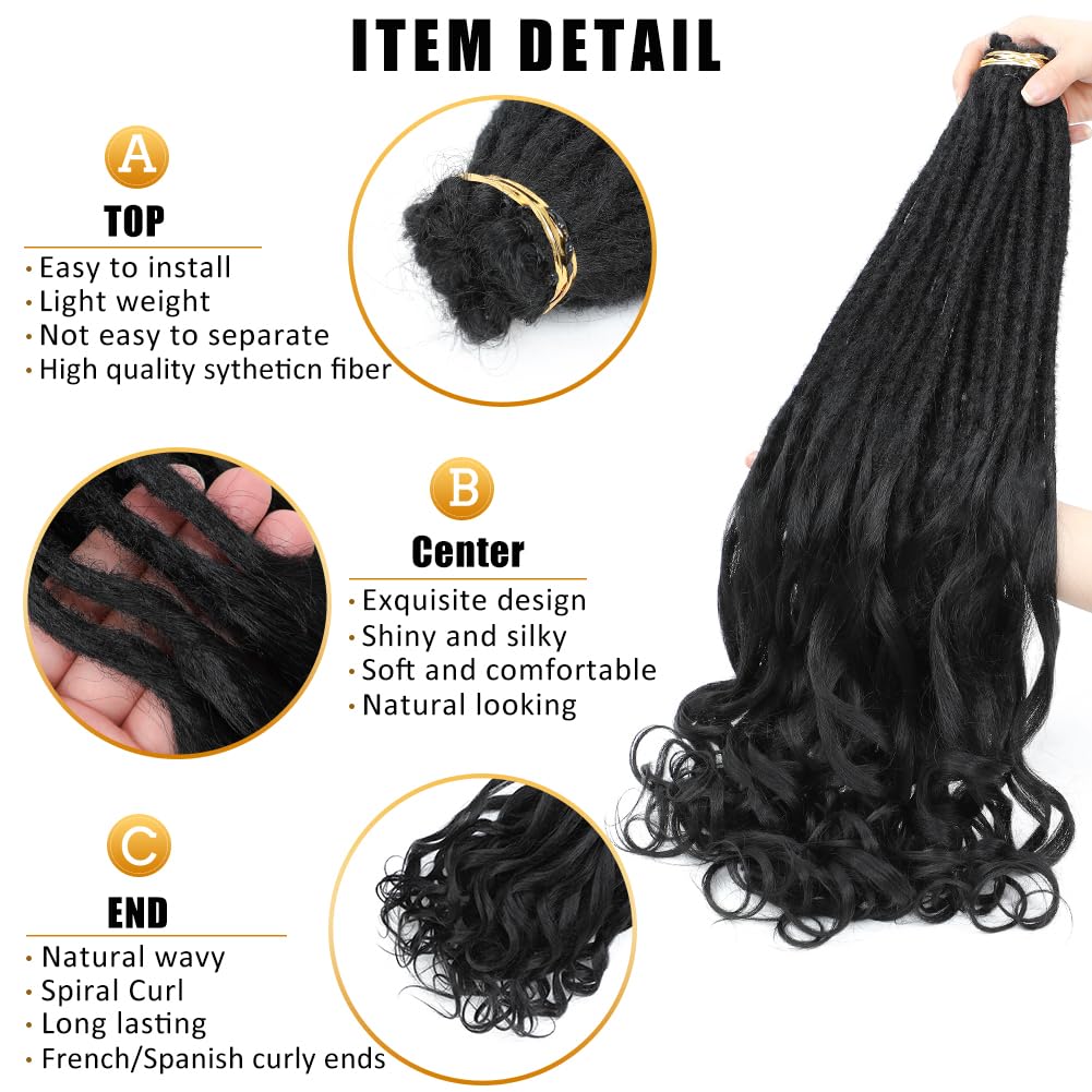 Aguacor Loose Wave Dreadlocks Synthetic French Curly Single Ended Dreadlock Extensions 24inches 50 Strands Thin Soft Spanish Curly SE Dreadlock Extensions for Women (50 Strands, 27/613)