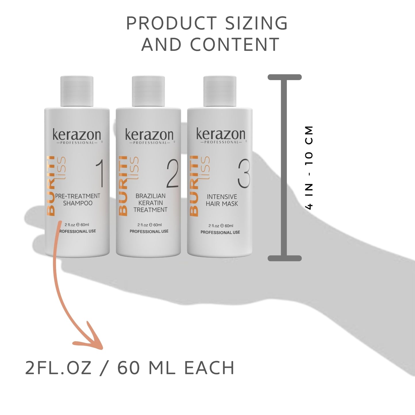 KERAZON Brazilian Keratin Treatment Buriti Liss Kit 2oz/60ml - At Home Keratin Treatment Smoothing and Straightening - Keratina para Alisar el Pelo - For All Hair Types
