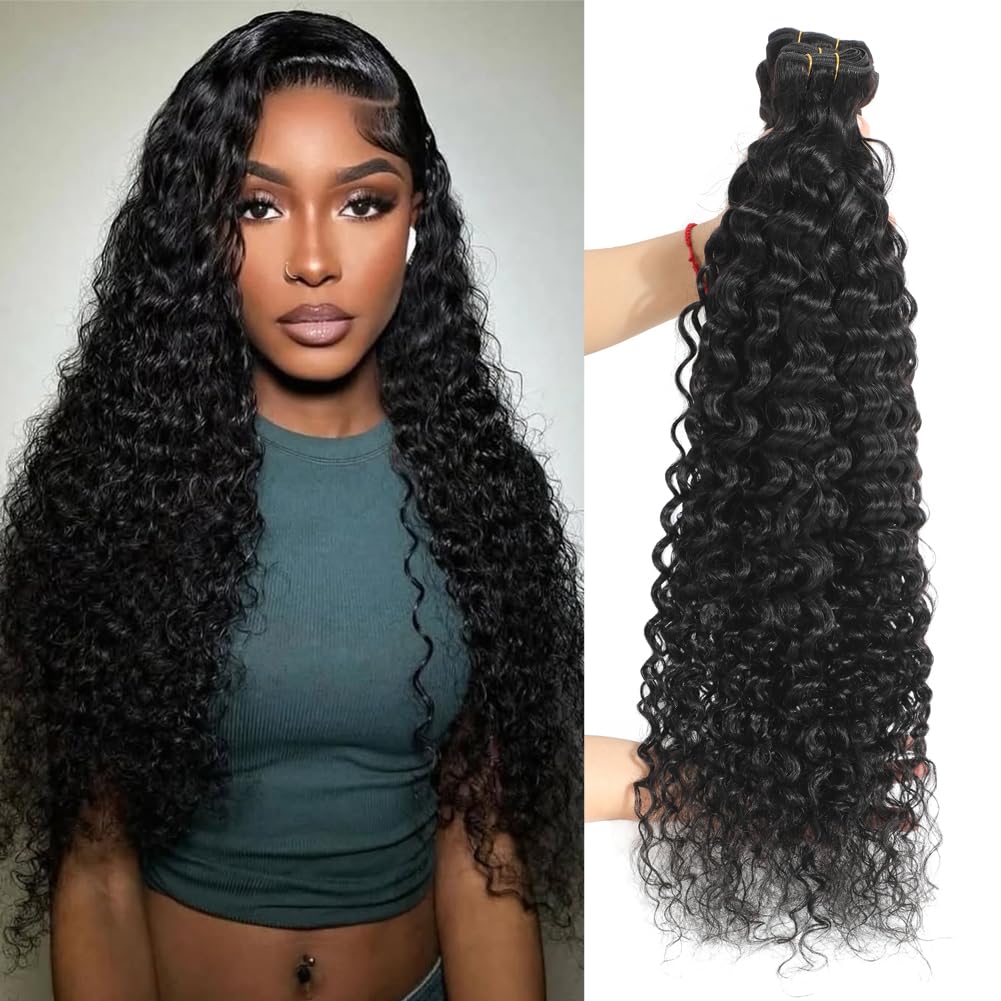 Water Wave Bundle Double Silky Soft Weft Curly Bundles Wet And Wavy Braidable Brazilian Hair For Women As Extensions 24 Inch