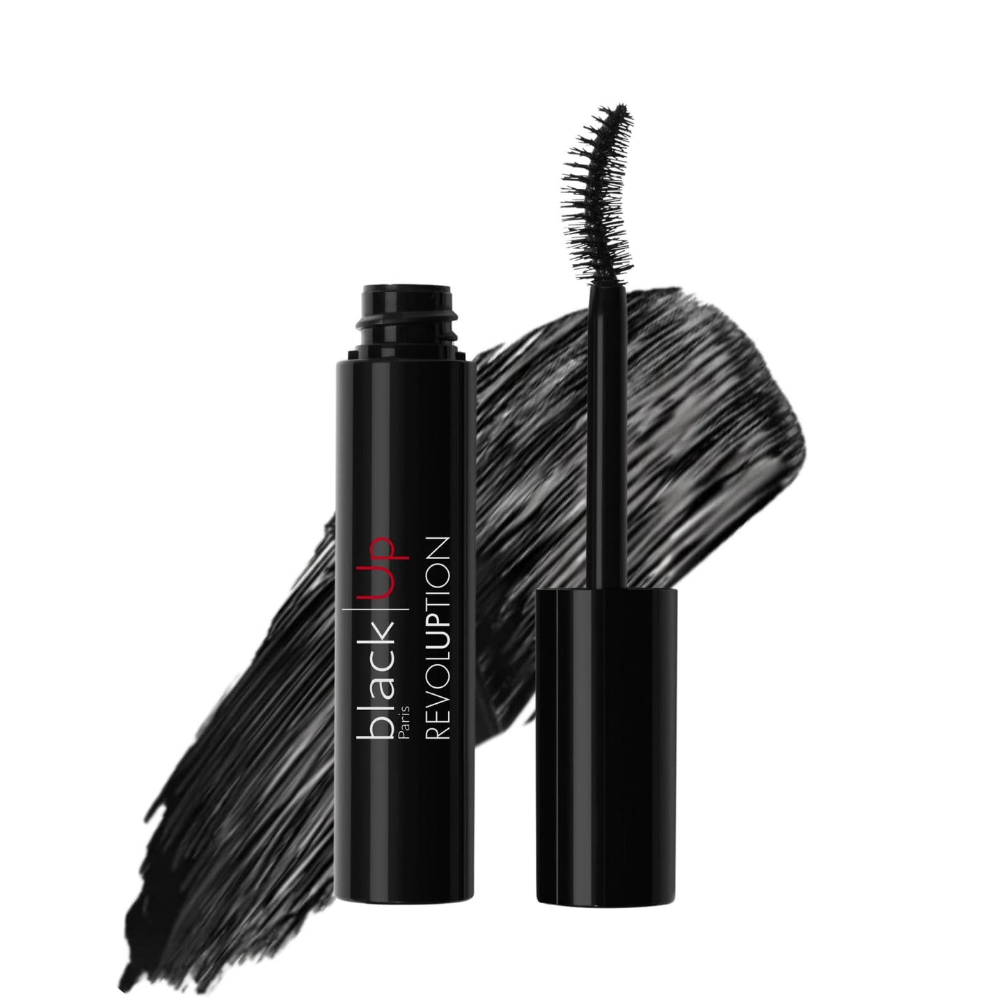 Black Up Revolution Mascara Maxi Volume Lengthening Curl Mascara Fiber Lash Curved Brush for Thick Defined Lashes Extremely Volumizing & Push Up Effect Long Wear Eye Makeup for Dramatic Lash Look