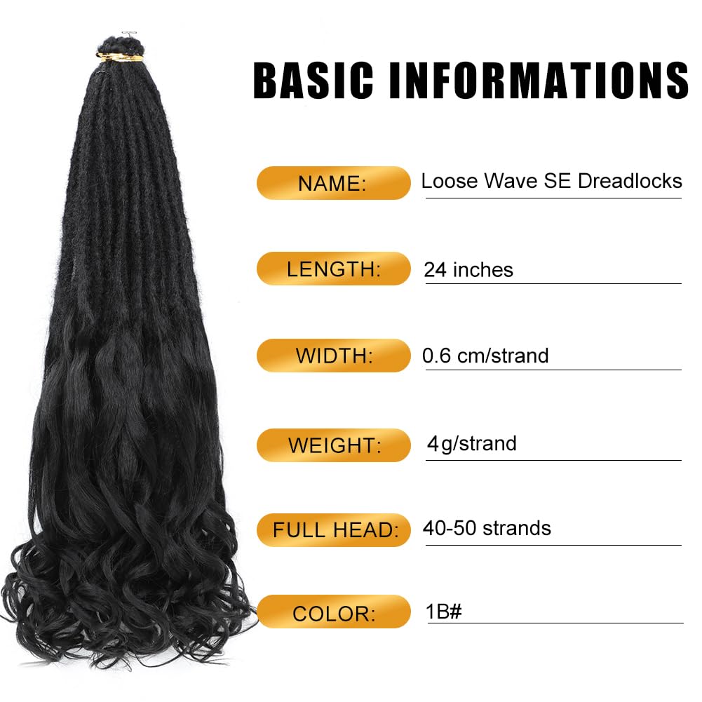 Aguacor Loose Wave Dreadlocks Synthetic French Curly Single Ended Dreadlock Extensions 24inches 50 Strands Thin Soft Spanish Curly SE Dreadlock Extensions for Women (50 Strands, 27/613)