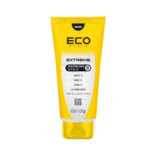 Eco Style Extreme Sculpting Gel with Biotin – Maximum Hold 6 Ounce Hair Gel for Strength, Shine & Definition, Alcohol-Free Formula for All Hair Types, Enhances Volume & Control