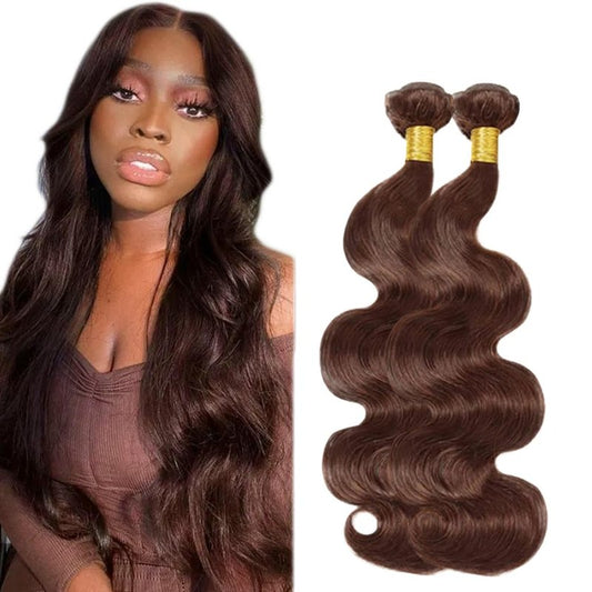 #4 Brown Bundles Human Hair Body Wave Bundles 22 24 Inch Human Hair Weave 2 Bundle Unprocessed Brazilian Virgin Hair Dark Brown Body Wave Human Hair Extensions 100g/PC