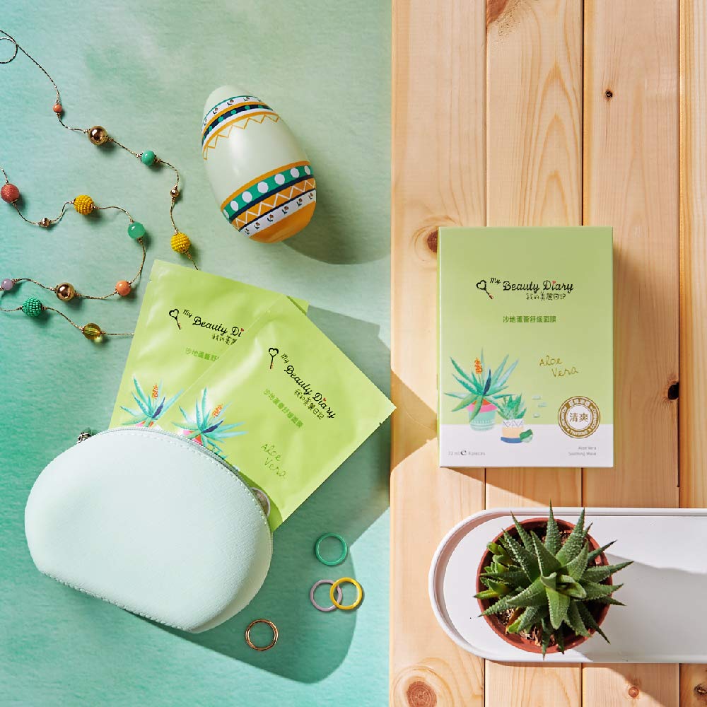 My Beauty Diary-Aloe Vera Soothing Facial Mask, Hydrating and Soothing, Refreshing Water Serum Face Sheet Mask for Quick Absorption and Natural Look (8 Combo Pack)