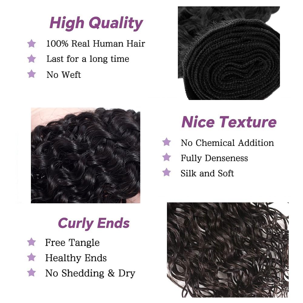 Curly Bundles Human Hair 14 16 18 inch Human Hair Bundle Natural Black 3 Bundles Kinky Curly Bundle for Women 150g