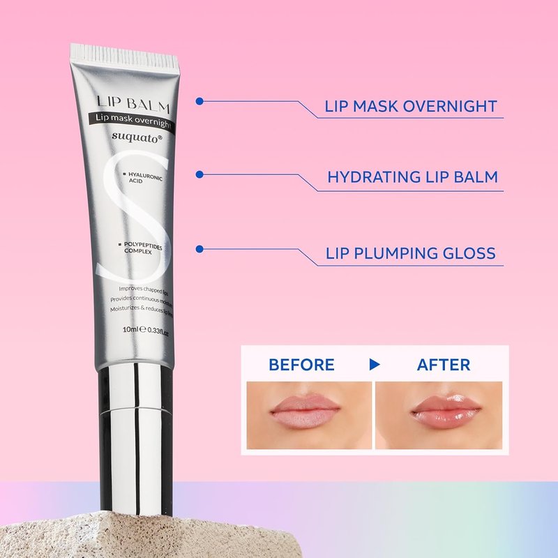 Peptide Lip Treatment Butter Balm - Mini Plumping Gloss Set with Hyaluronic Acid | Overnight Hydrating Balm for Glowy Skin