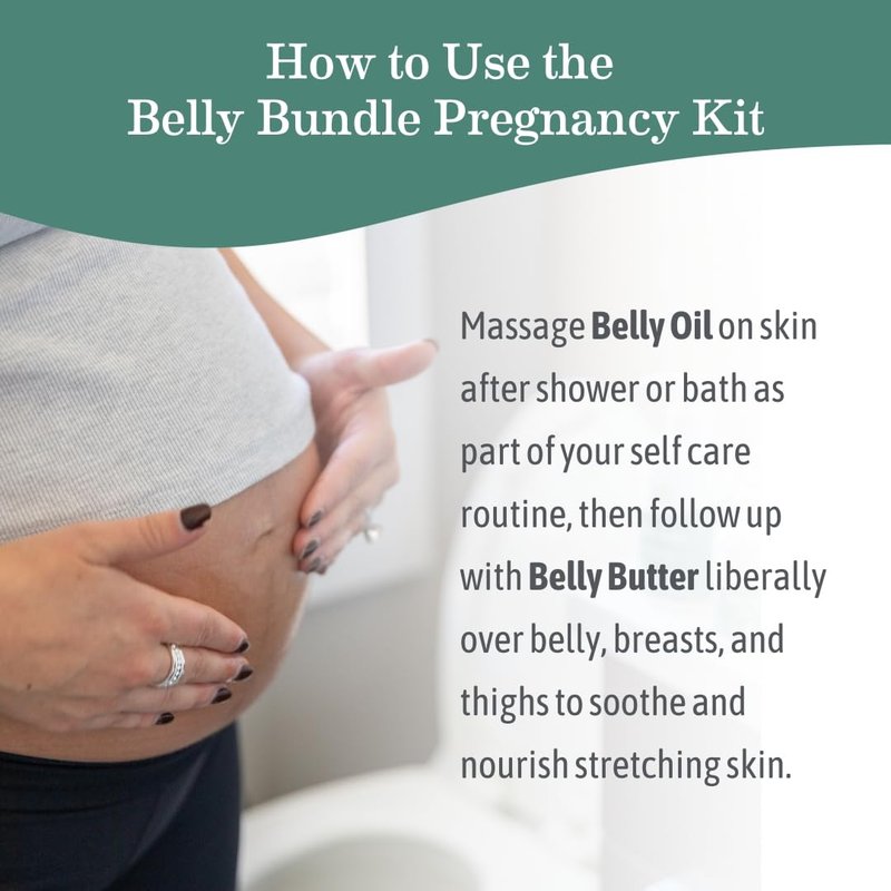 Earth Mama Belly Bundle Pregnancy Kit - 8 fl oz Butter & 4 fl oz Oil - Self Care Gift Set for Pregnancy & Postpartum Skin Care Recovery - Maternity & Postpartum Essentials