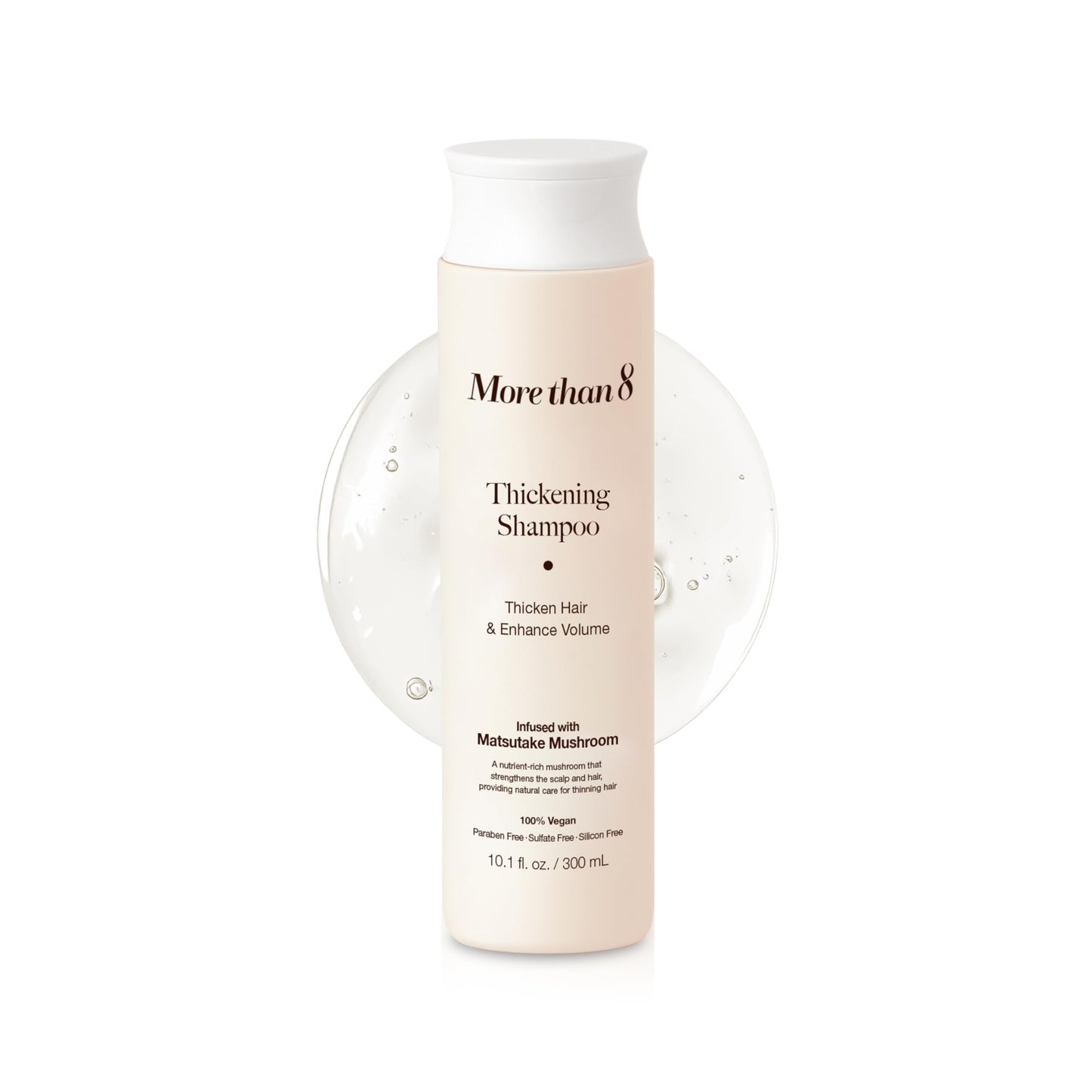 Morethan8 Korean Hair Thickening Shampoo with Matsutake mushroom, for Hair Loss and Hair growth – 300ml 100% Vegan, Paraben&Sulfate&Silicon Free - more than 8