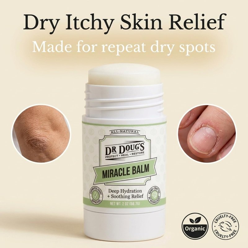 Dr. Doug's Original Miracle Balm – | Organic, Handmade Balm for Dry, Itchy Skin | Cruelty-Free &