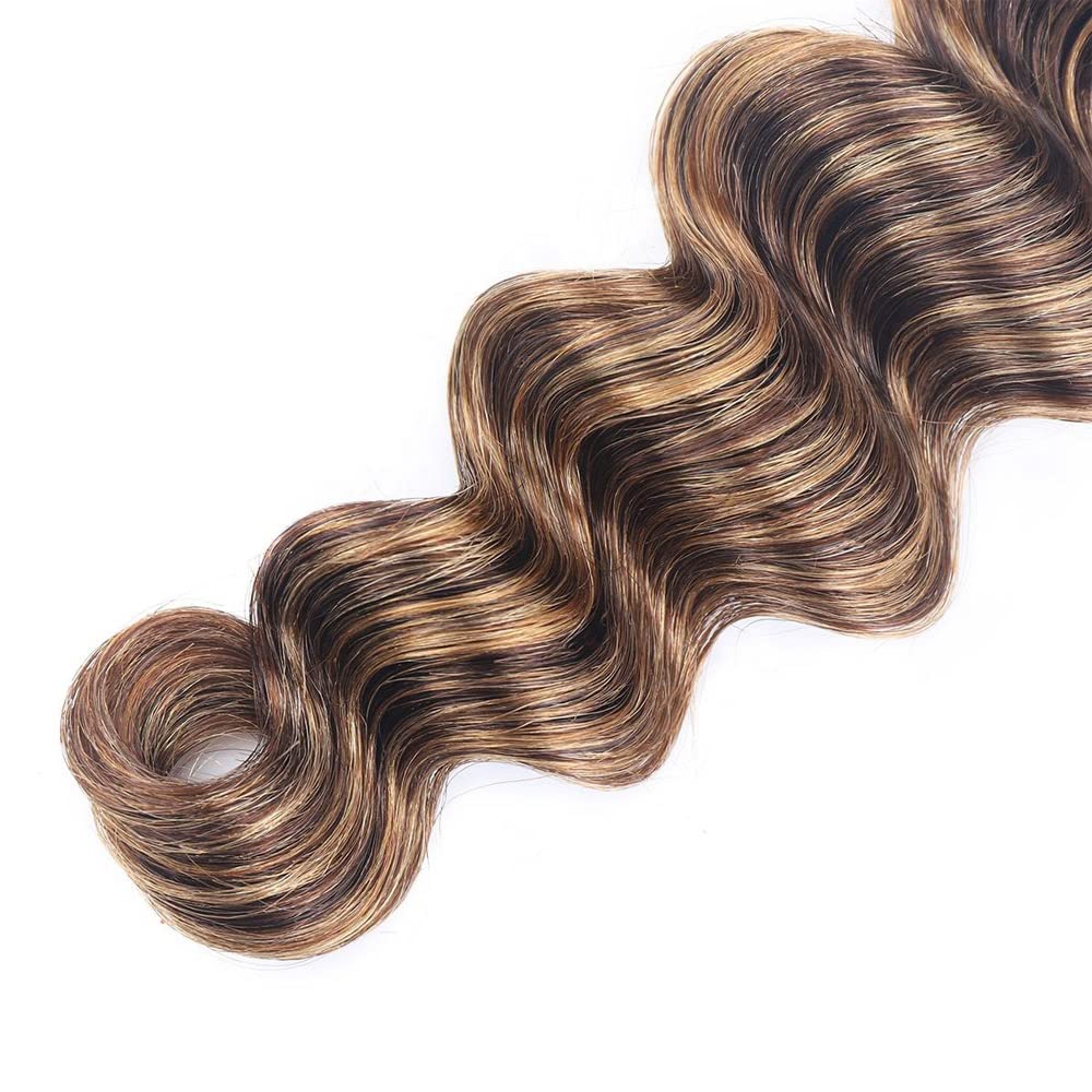 P427 Honey Blonde Bundles Human Hair Deep Wave Bundles 26 28 30 Inch Human Hair Weave Blonde 3 Bundle Unprocessed Brazilian Virgin Hair Brown Deep Wave Human Hair Extensions 50 Grams/Bundle