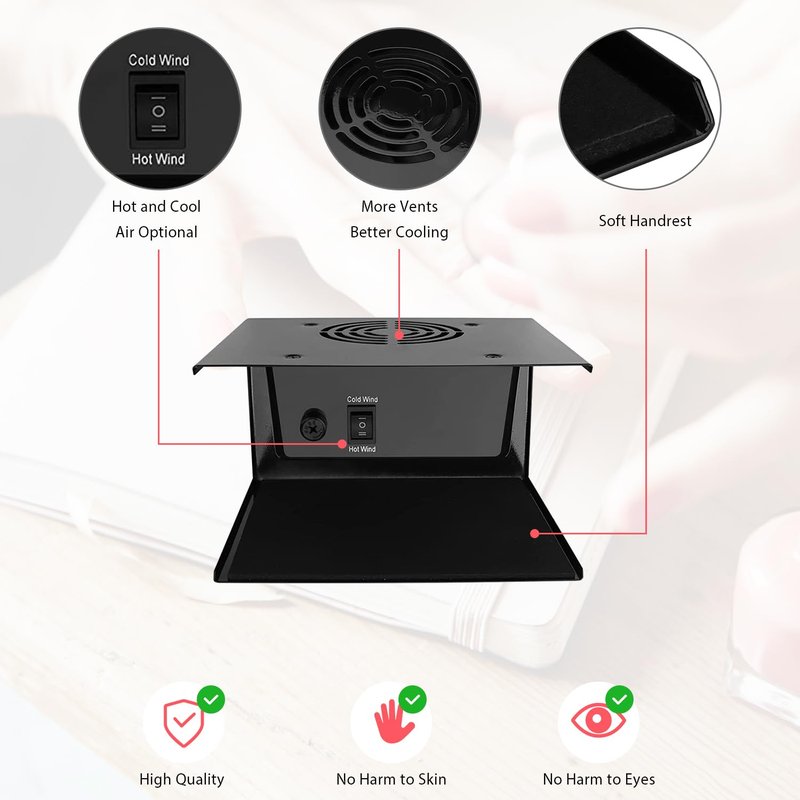 QUTUNI Nail Dryer for Regular Polish, 300W Nail Drying Fan with Hot and Cool Air, Professional Air Nail Dryer for Manicure Salon and Daily Home Use
