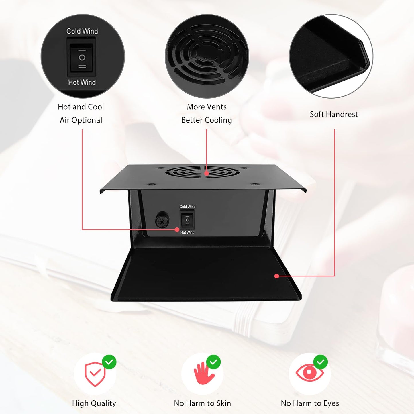 QUTUNI Nail Dryer for Regular Polish, 300W Nail Drying Fan with Hot and Cool Air, Professional Air Nail Dryer for Manicure Salon and Daily Home Use