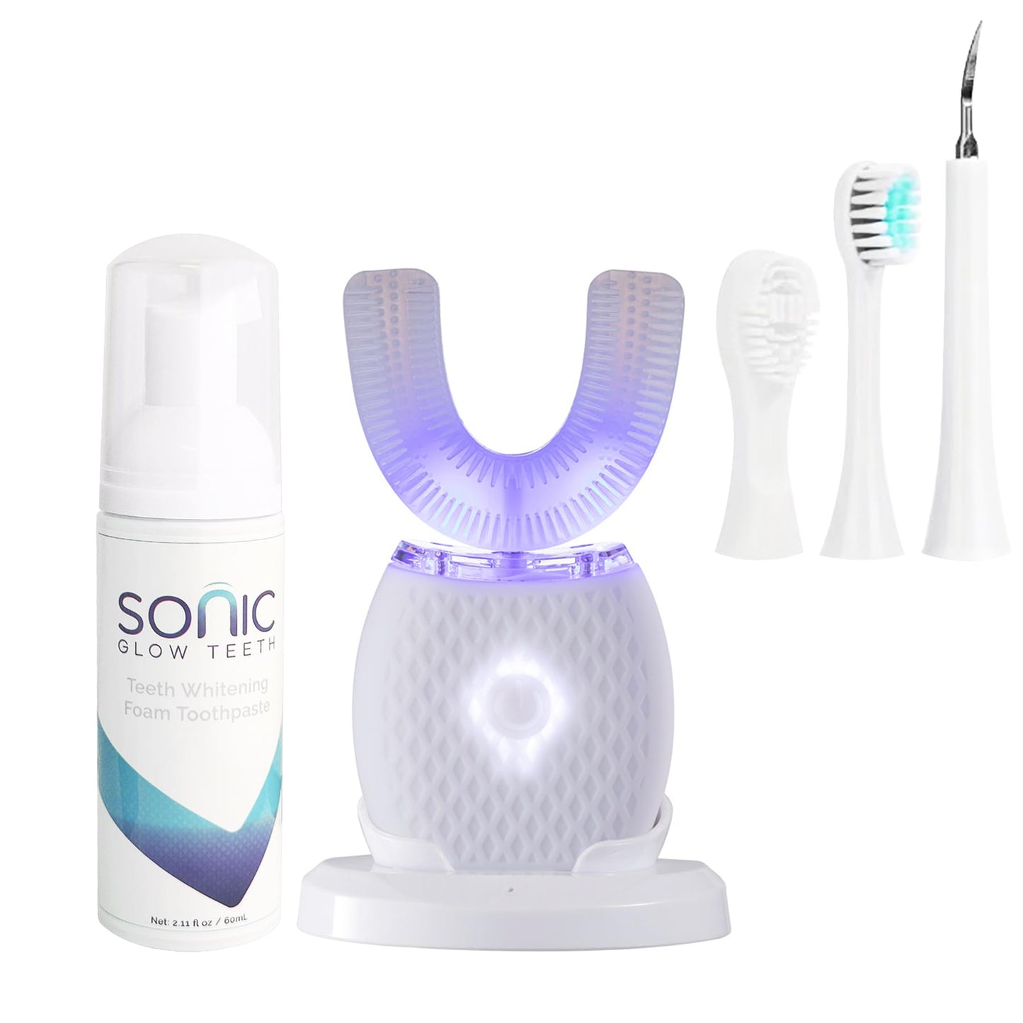 RONGCHUANG Ultrasonic Toothbrush for Adults Automatic Toothbrush with Soft Bristles 30s Timer Rechargeable Portable Design with Wireless Charging Waterproof Washable for Travel Home Use (White)