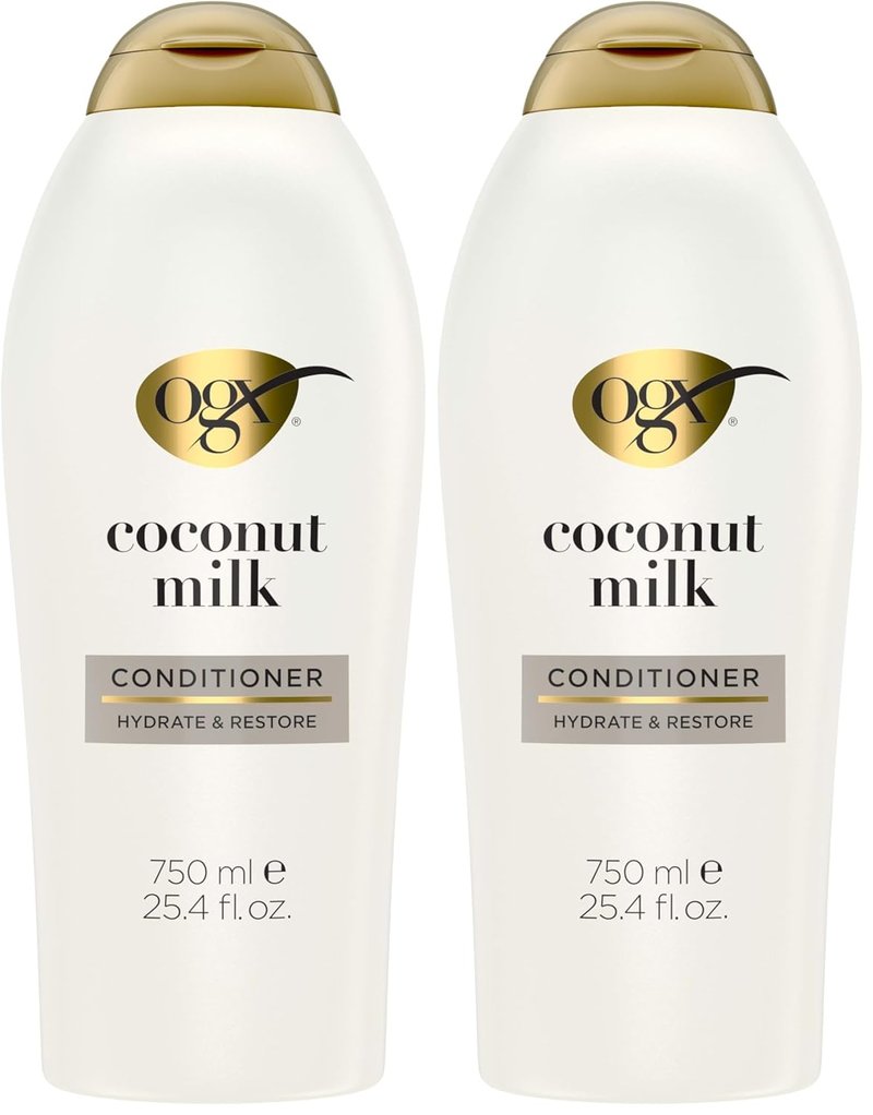 OGX Nourishing Coconut Milk Conditioner - Hydrating & Restoring Formula for Soft Hair | 25.4 fl. oz (Pack of 2)