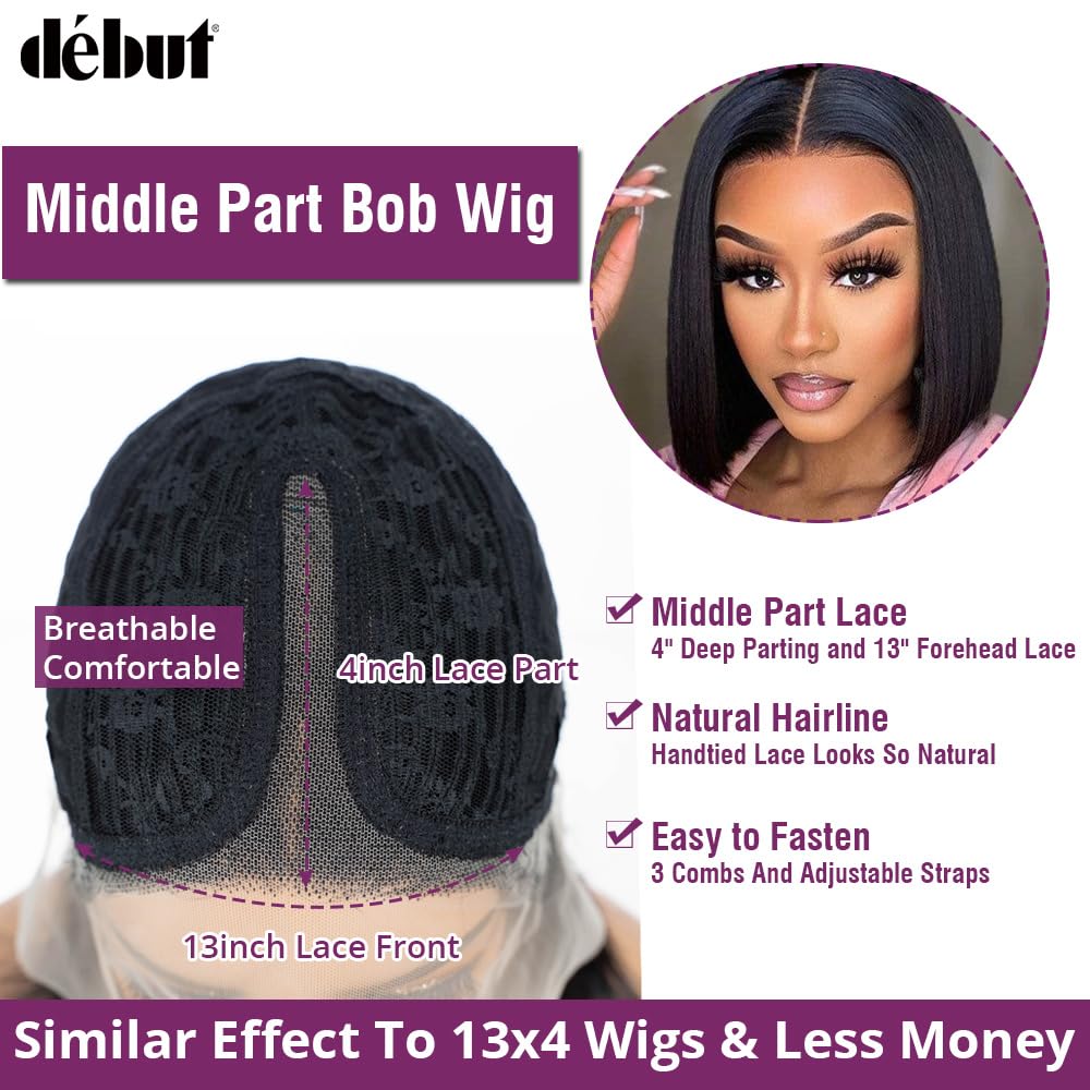 Bob Wig - Lace Front Human Hair Wig 10 Inch Short Brazilian Virgin Straight | Natural Color for Black Women