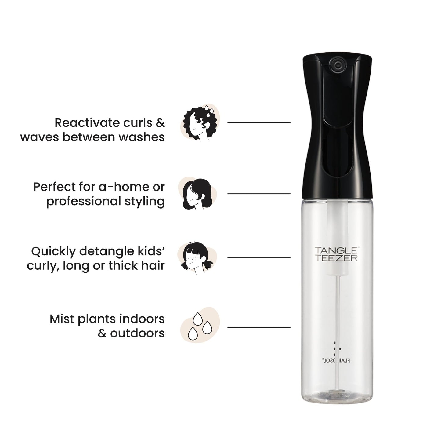 TANGLE TEEZER Fine Mist Spray Bottle, Continuous Mist for Detangling and Hairstyling