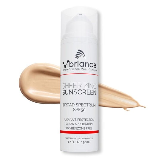 Vibriance Sheer Zinc Sunscreen - Tinted Sunscreen for Face SPF 50, Lightweight Facial Moisturizer with Niacinamide, Hyaluronic Acid - 1.7 fl oz