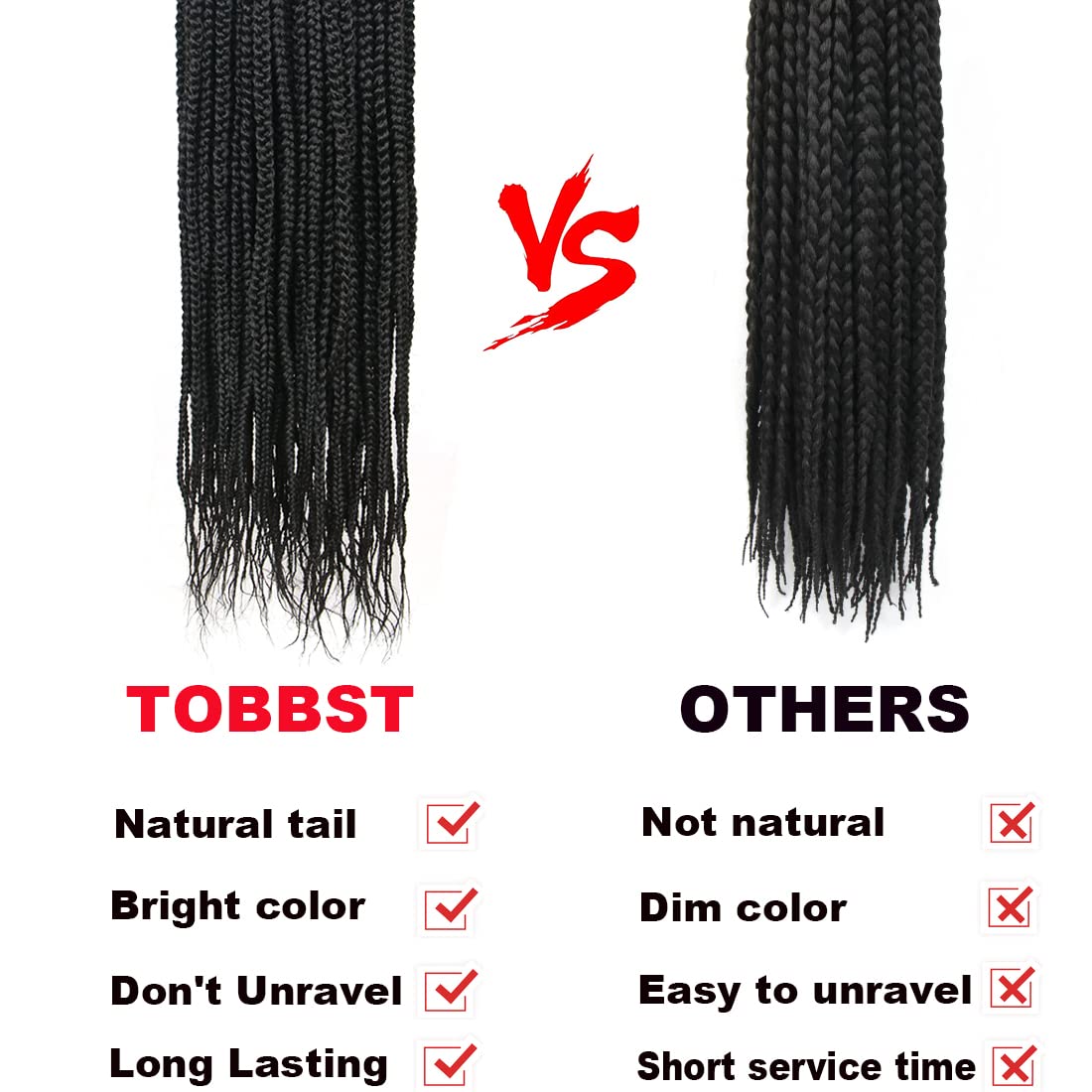 38 Inch Crochet Box Braids Pre Looped 7 Packs Box Braid Goddess Box Braids Crochet Hair Extensions Straight Crochet Hair For Women Crotchet Braid Hair Bundle (38 Inch（Pack of 7）, 1B#)