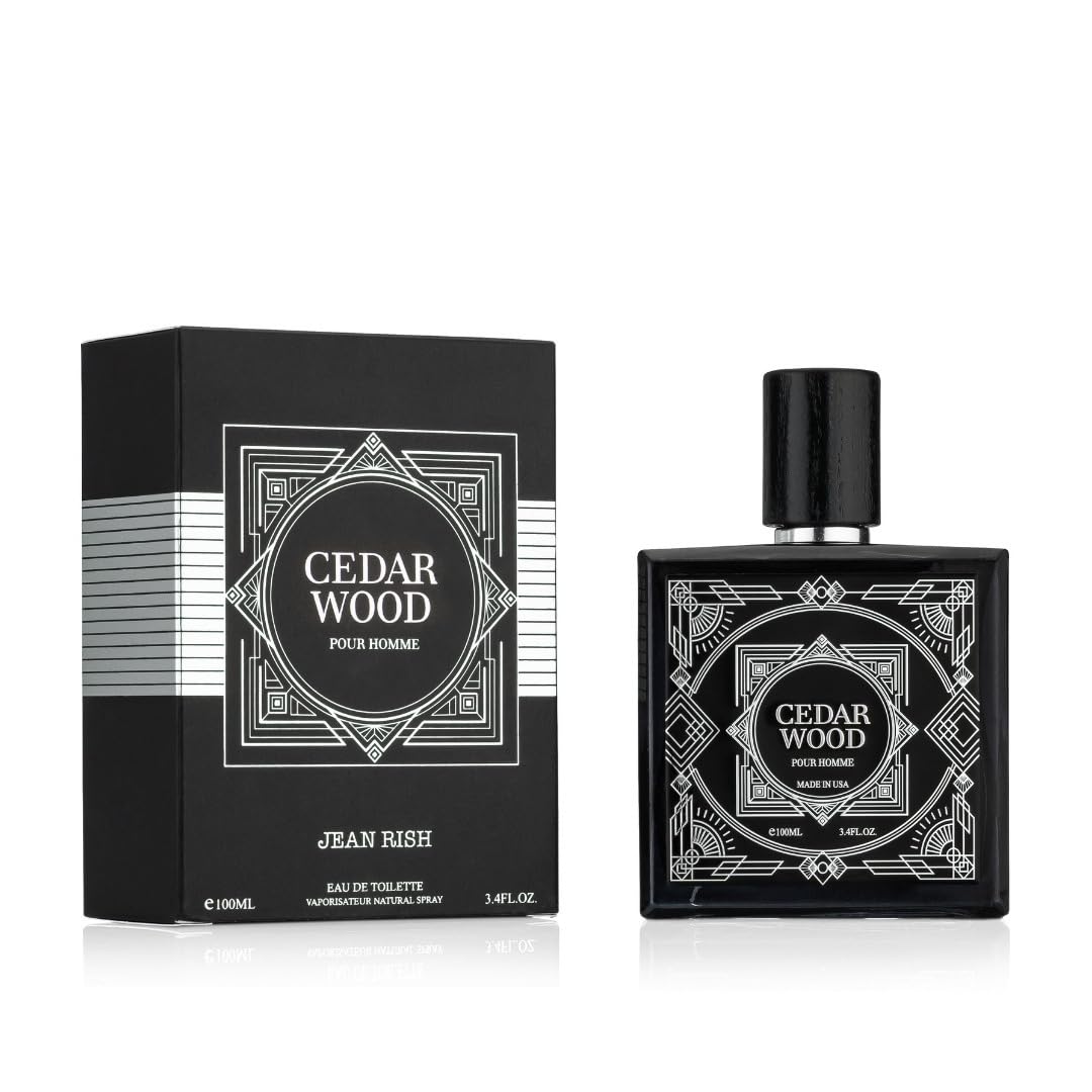 Jean Rish Cedar Wood Perfume for Men Eau De Toilette, Long-Lasting Luxury Fragrance, Made In USA - Patchouli, Cedar, Musk Scent - 100ml / 3.4 oz