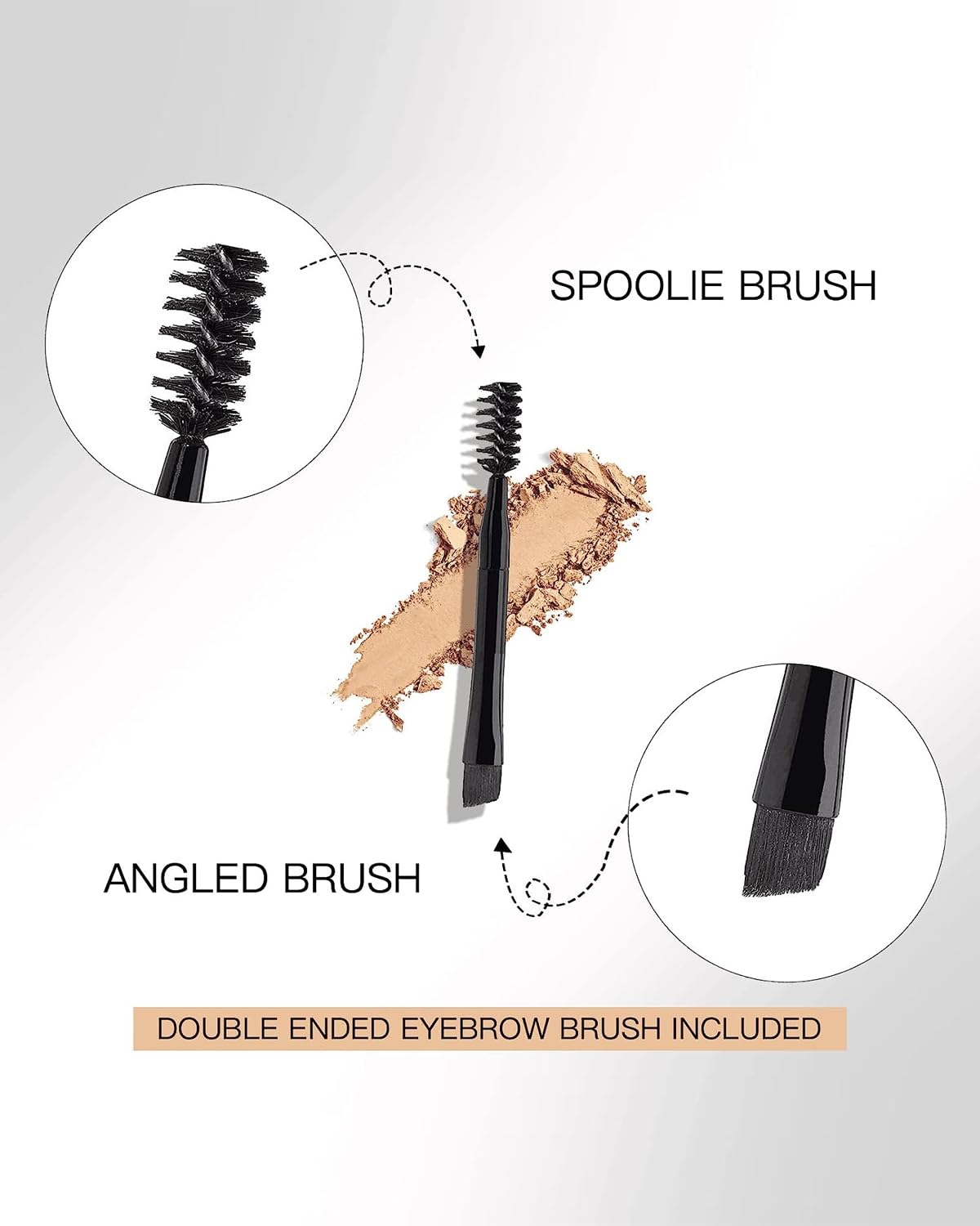 AMIIR 5 Colors Brow Powder Compact Eye Brow Tinted Dye Sculpt Light to Dark Coloring w/Double-Ended Brush Cute Little Makeup Palette Kit