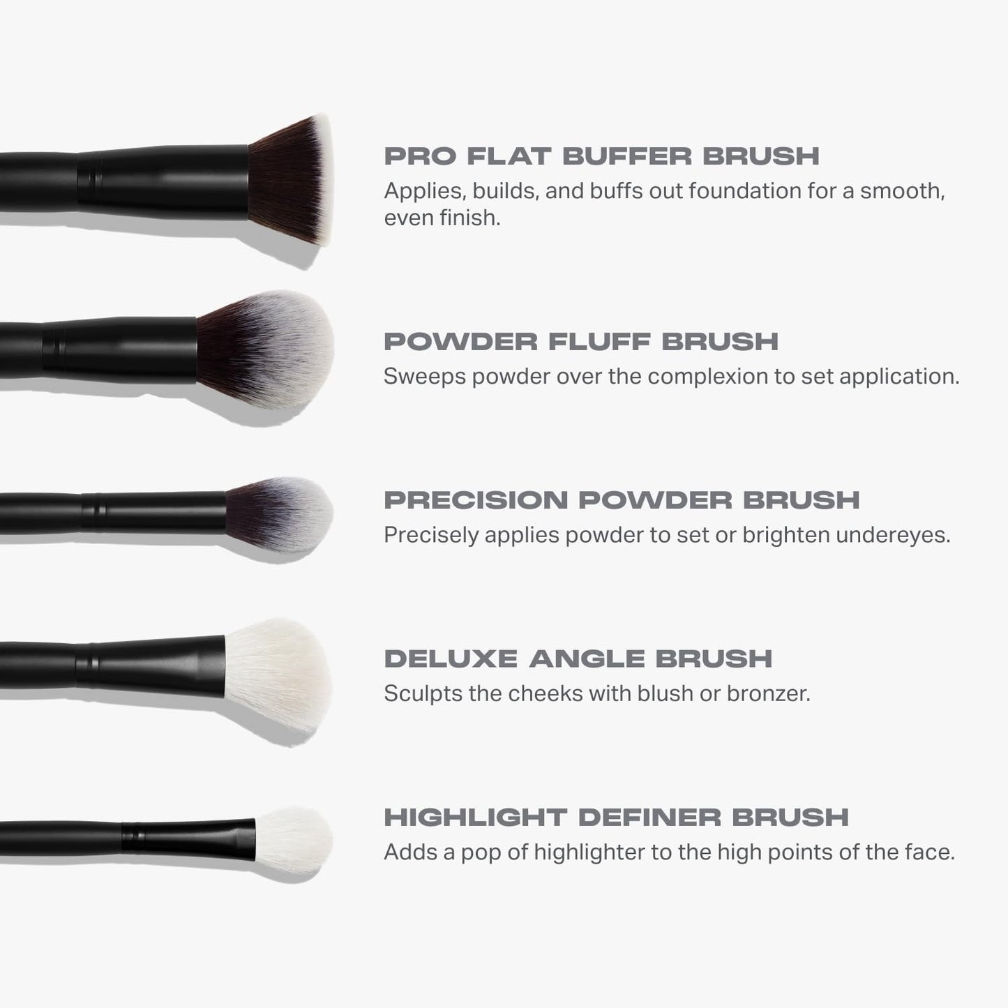 Morphe Makeup Brushes Set - 5-Piece Foundation, Blush, Contour & Blending Brushes | Synthetic Bristles & Case