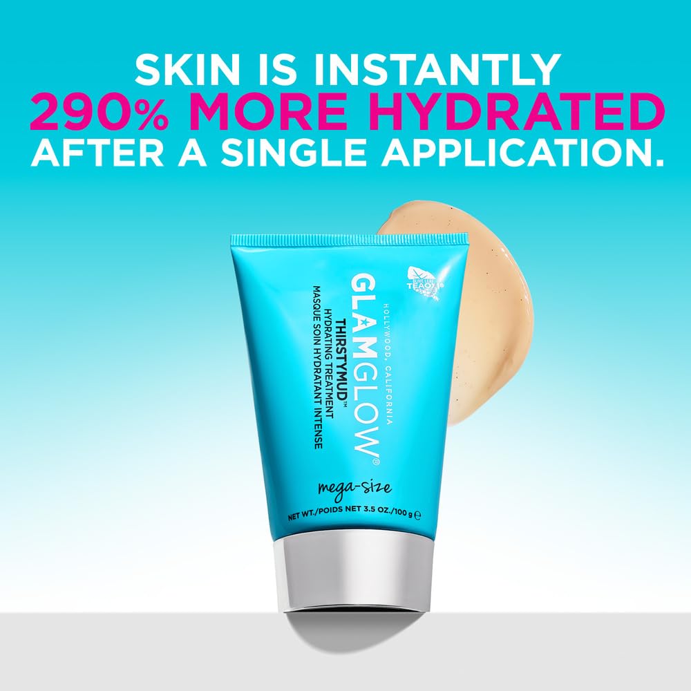 Glamglow THIRSTYMUD Hydrating Treatment Face Mask - 24-Hour Moisturizing for Dry Skin | Soothing Hyaluronic Acid Formula