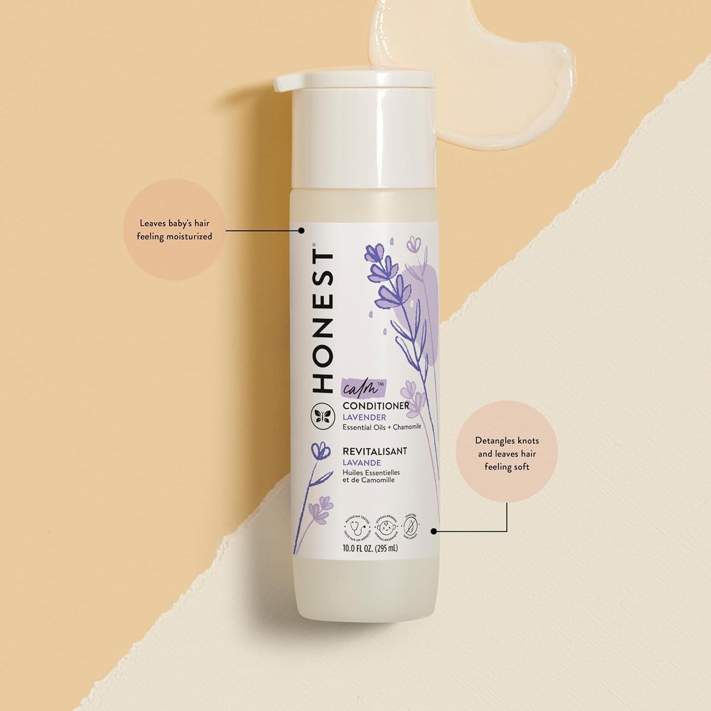 The Honest Company Silicone-Free Conditioner, Gentle Tear-Free Hypoallergenic Baby Hair Care with Naturally Derived Ingredients