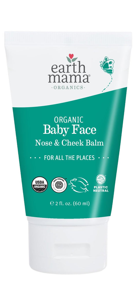 Earth Mama Organic Baby Face Nose & Cheek Balm for Dry Skin Natural Petroleum Jelly Alternative