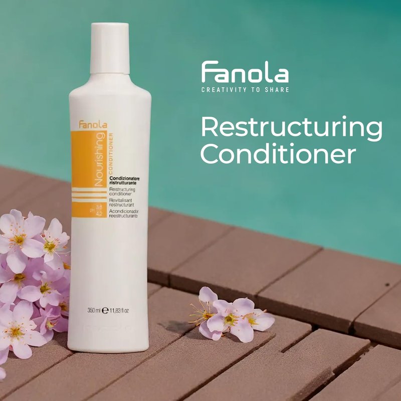 Fanola Restructuring Hair Conditioner for Women & Men - Hydrating Conditioner for Dry Hair with Argan & Linseed Oil - Repairing, Nourishing, Anti-Frizz Formula for Damaged Strands (33.8 Fl oz)