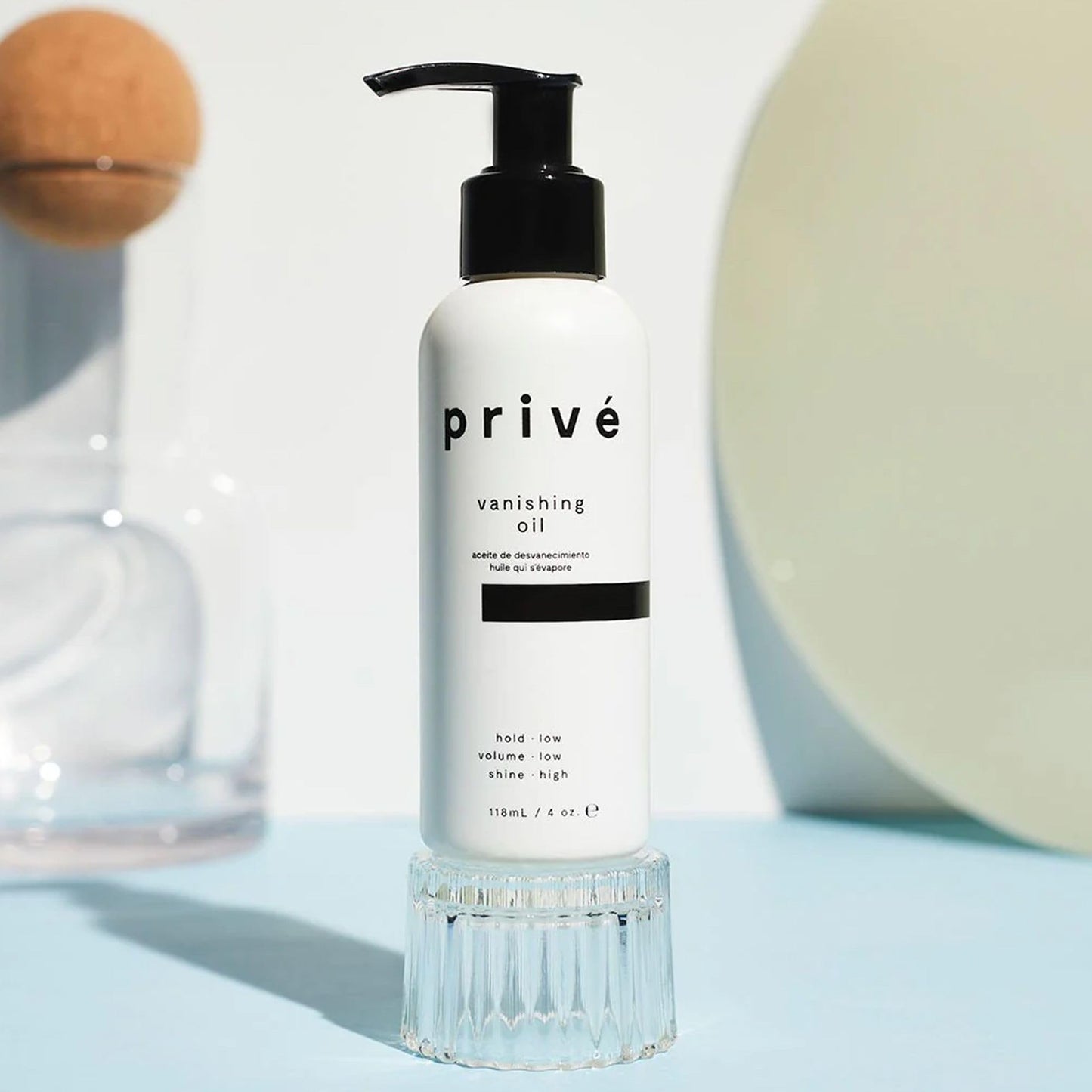 Prive Vanishing Hair Oil - Lightweight Anti Frizz Oil for Shine and Smoothness - Hydrating Hair Oil with Baobab, Kukui and Carrot Seed Oils - Non Greasy, Vegan - 4 oz