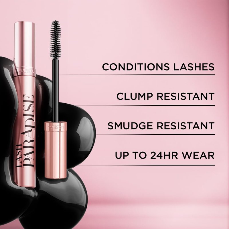 L’Oréal Paris Makeup Voluminous Lash Paradise Mascara, Voluptuous Volume, Intense Length, Feathery Soft Full Lashes, No Flaking, No Smudging, No Clumping, Mystic Black, 0.28 Fl Oz (Pack of 1)