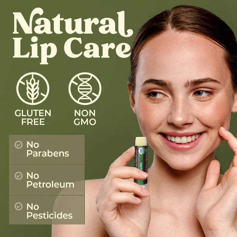 Earth's Daughter USDA Organic Lip Balm 4-Pack Eucalyptus Mint Flavor - Beeswax, Coconut Oil, Vitamin E - Best Lip Repair Chapstick for Dry Cracked Lips.