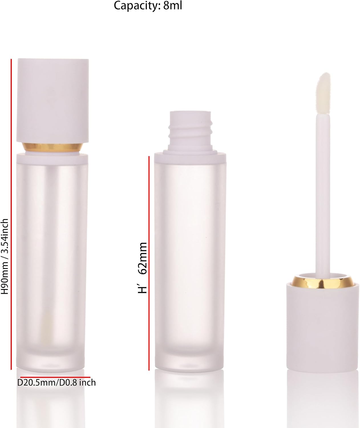 30 PCS Empty White Lip Gloss Tubes - 8ml with Wand Applicator for Lip Oil Tint