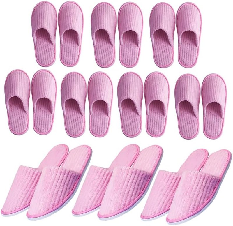 Spa Slippers for Guests - Washable & Reusable Jacquard Fleece | Closed-Toe Design for Hotel, Bathroom, Travel (6/10/12 Pairs)