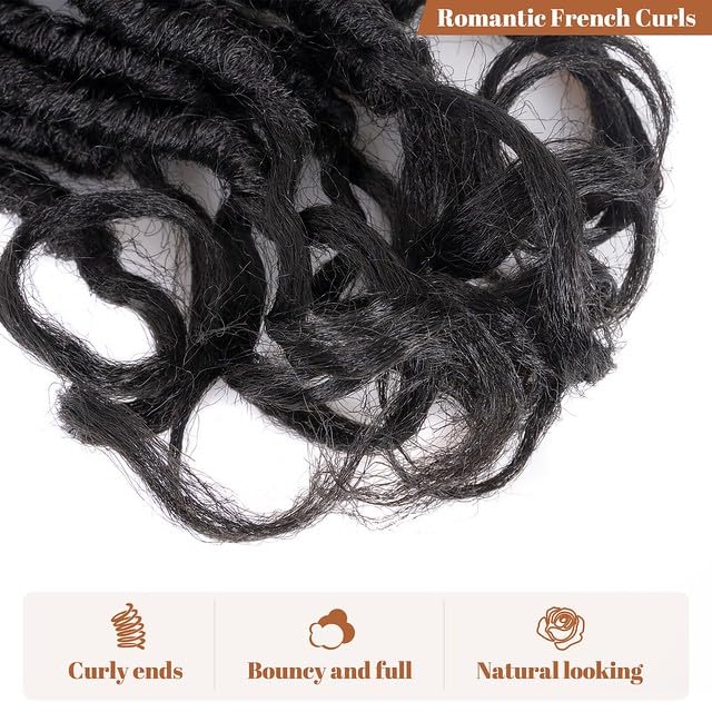 French Curl Locs Crochet Hair - 10 Inch Natural Black Faux Locs with Curly Ends | 8 Packs Pre-Looped Braiding Hair Extensions