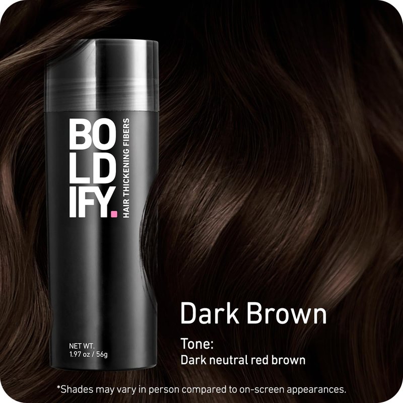 BOLDIFY Hair Fibers - Thinning & Fine Hair Solution for Instant Volume | Dark Brown, 2 x 56g, 14 Shades Available
